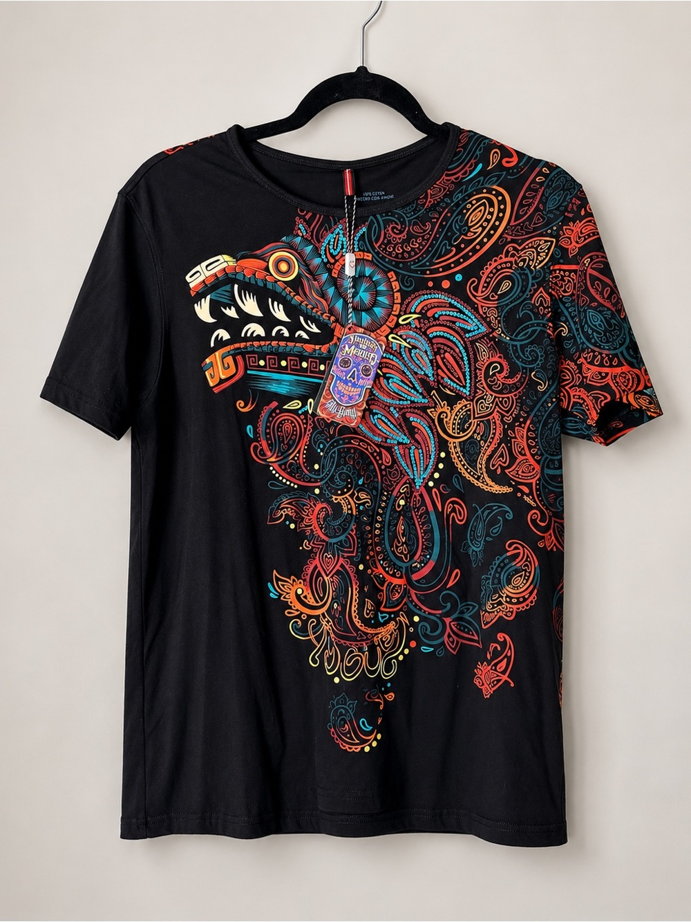 NWT Ay Guey Ketfull Graphic T-Shirt Men’s Small Black Paisley Mexico